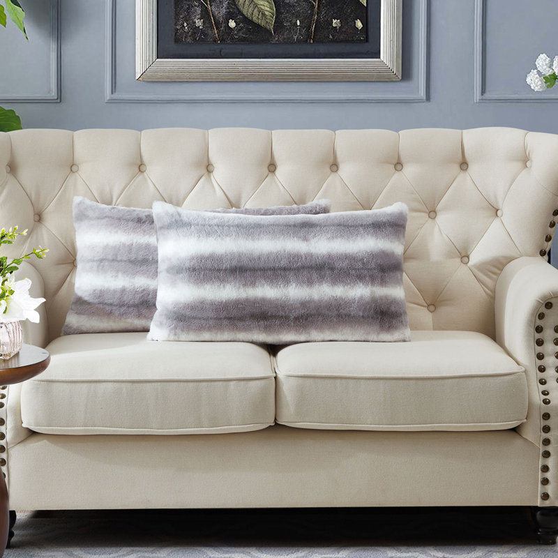 Mandy Faux Fur Reversible Pillow Cover, Gray Flannel