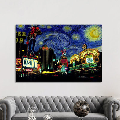 Las Vegas, Nevada Starry Night Skyline - Print on Canvas