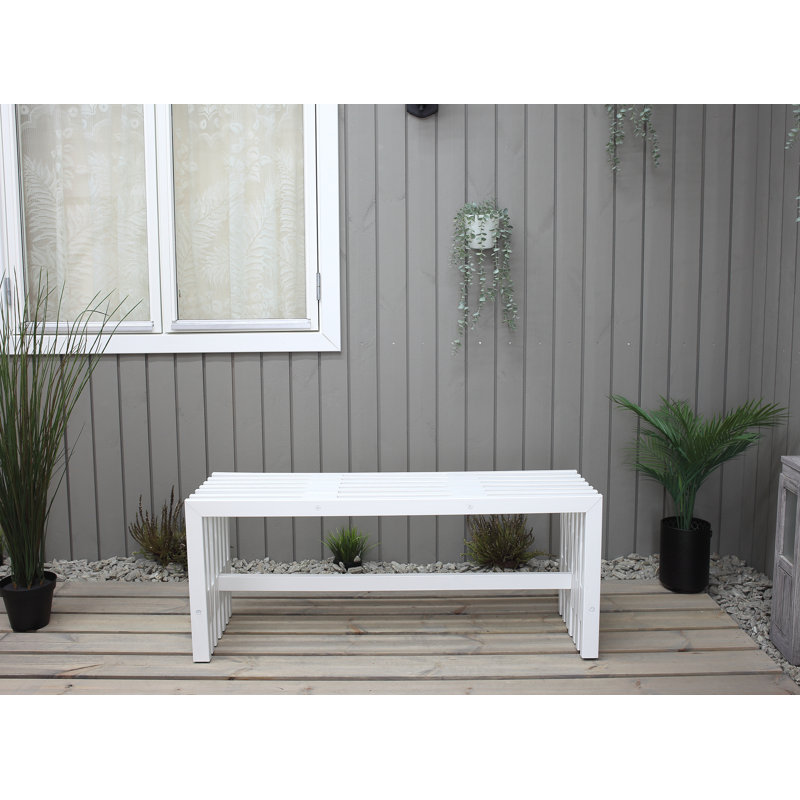 Arlinna Solid Wood Pine Outdoor Bench, White