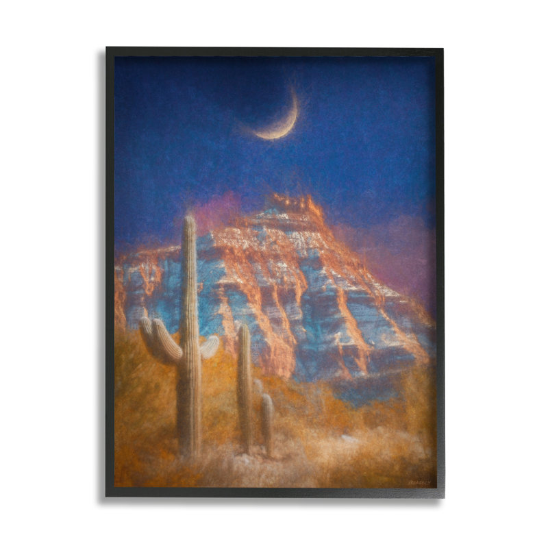 «Desert Canyon At Night On Wood» par Dan Meneely, reproduction, Giclée encadrée noir minuit, H 14 po x l 11 po x P 1,5 po