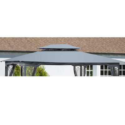 13X10 Ft Gazebo Replacement Canopy Sheet - Grey , Water Proof & Sun Protection Patio Cloth Cover Grey, Blocking