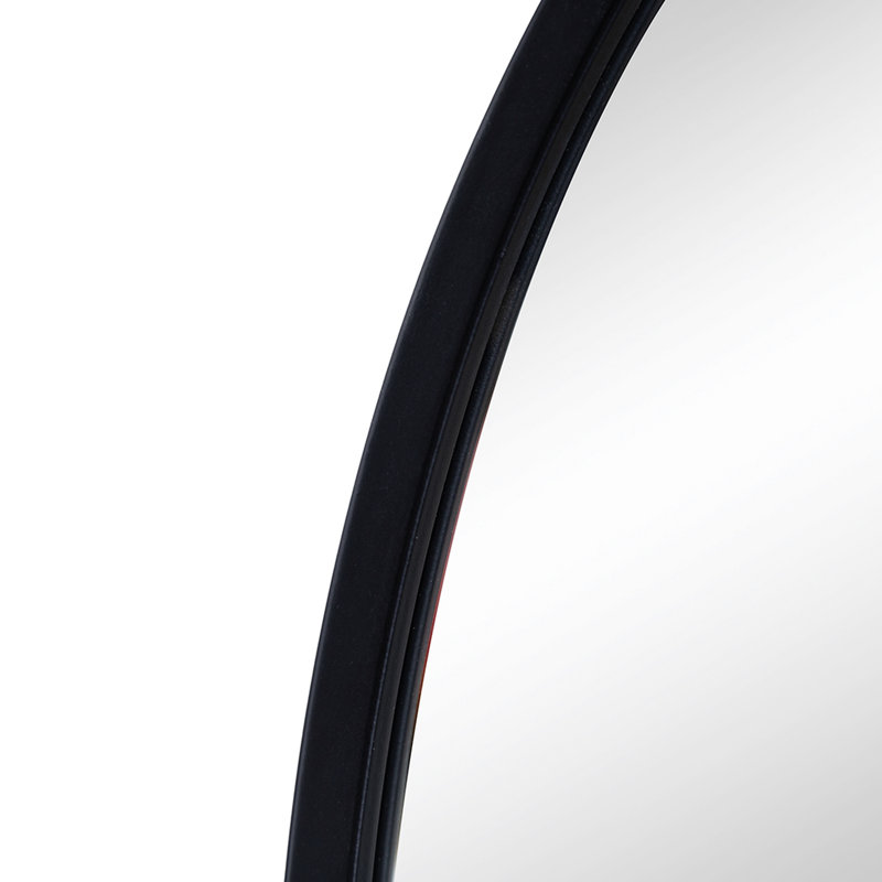 Miroir arqué 33 po x 31 po avec cadre en fer robuste pour salle de bain, chambre à coucher, vestibule, Noir