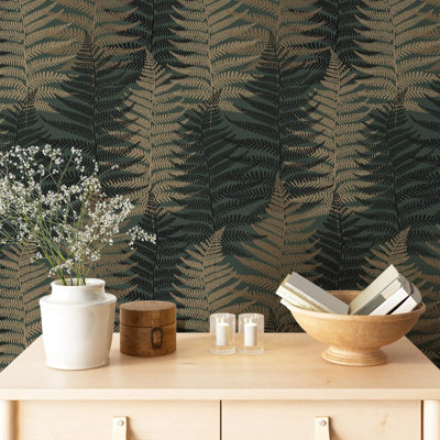 Botanical Fern Peel And Stick Wallpaper Green  Leaf Removable Wallpaper Botanical Greenery Self Adhesive 17.73" X 393.7" Covering 47.36 Sq.Ft