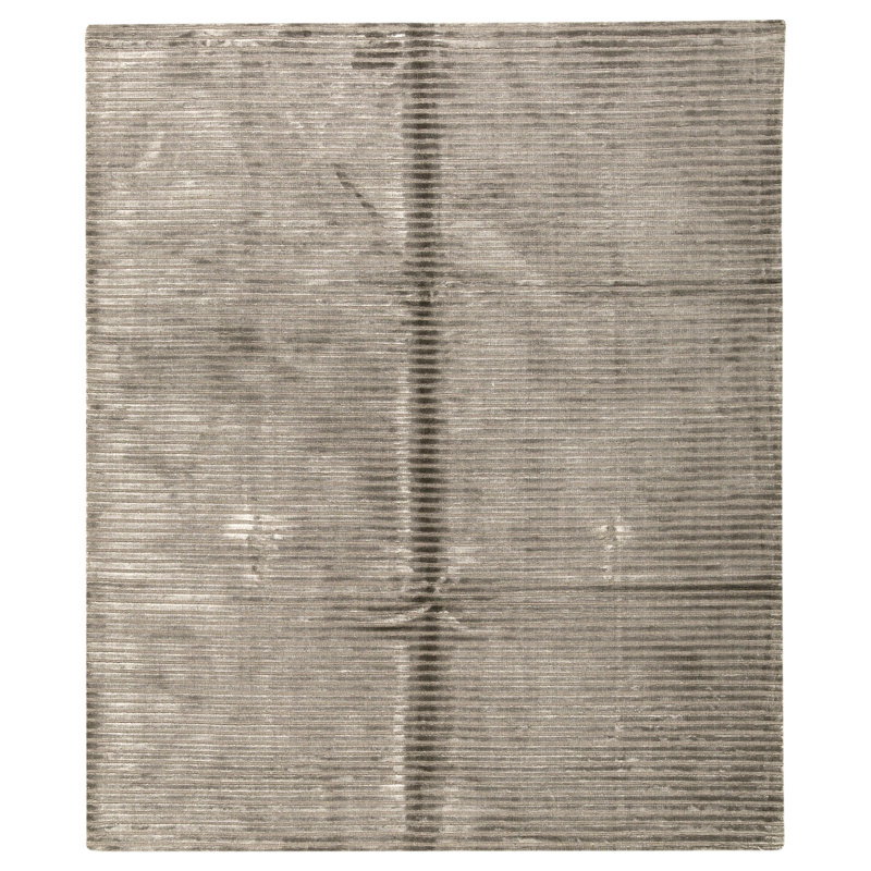 Hand Knotted Wool Area Rug in Pewter