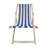 2 PCS Folding Chaise Lounge, Wood Sling Chair with Dark Blue Broad Stripe