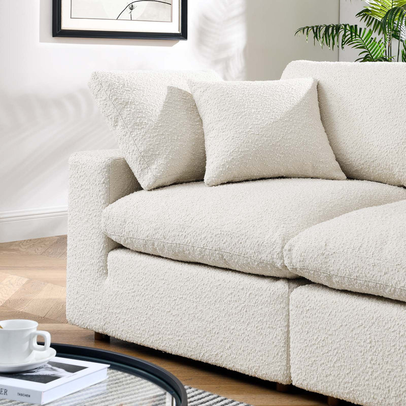 Modway Commix Down Filled Overstuffed Boucle Fabric Loveseat, Ivory Boucle