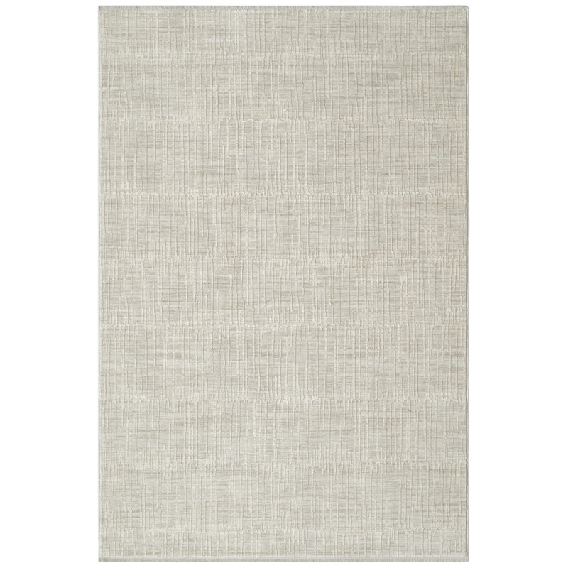 Calvin Klein CK079 Notes Silver Ivory Modern Indoor Rug, Rectangle 3'11" x 5'11"