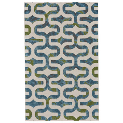 Vassar Geometric Area Rug in Forest