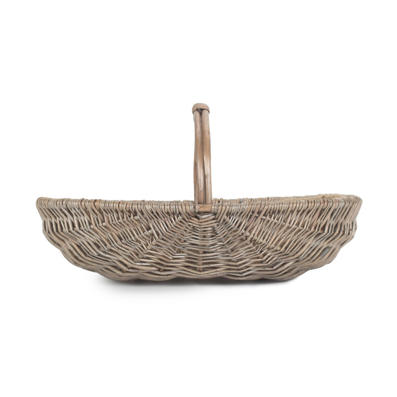 Brambly Cottage Shallow Lined Garden Wicker Trug Basket, 24cm H x 43cm W x 25cm D