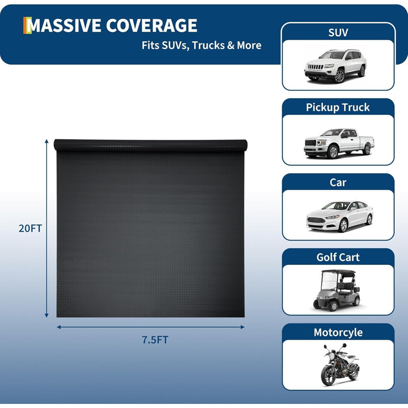 PVC Garage Floor Mat Roll, Heavy Duty Anti-Slip Diamond Plate Parking Mat with Double-Sided Tape, Waterproof Floor Protector for Garage, gym, Black