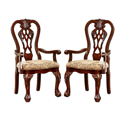 Chaise à accoudoirs rembourrée cerise brune Wiesner