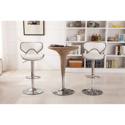 Blanc de 2 - réglable, base, siège pivotant, revêtement en similicuir, revêtement de style moderne, blanc, base et sièges confortables