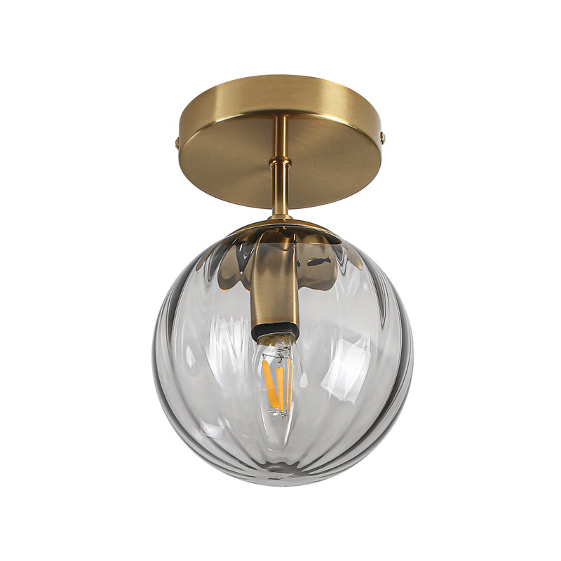 Plafonnier semi-encastré en verre 1 lumière, Or brossé
