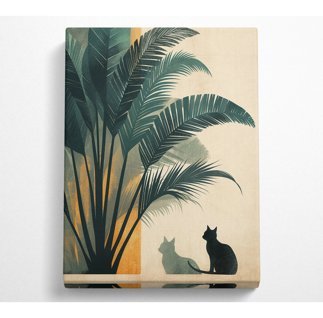 Exotic Leaf Cat - Kunstdrucke auf Leinwand