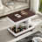 Adjustable End Table With Wheels, 360°rotating Top, Storage Space, Wood Grain Texture And Vertical Striped Design-147989344