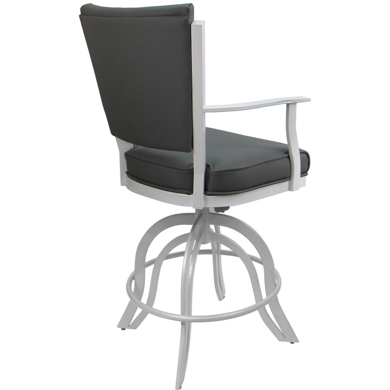 Tabouret de bar pivotant en cuir en métal - Siège de 30 po, Gris / Blanc
