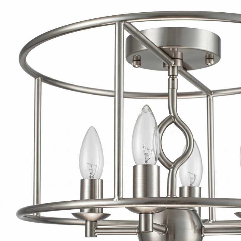 Plafonnier semi-encastré 4 lumières Farmhouse, Brushed Nickel