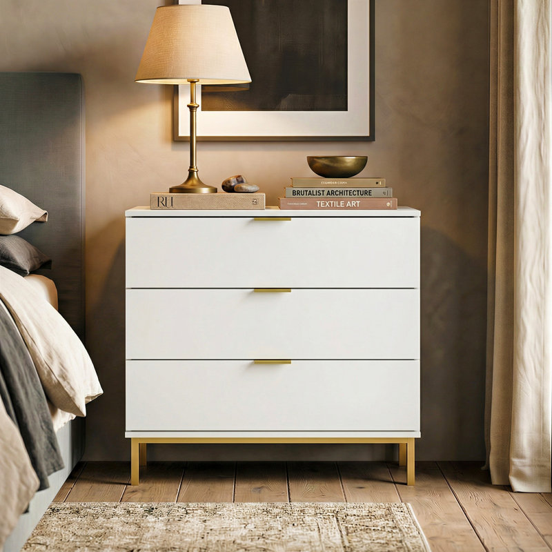 Commode 3 tiroirs Spurlin, Blanc