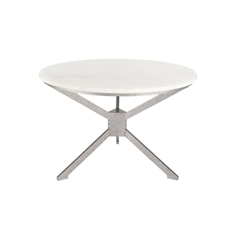 Table de salle à manger à piédestal, Marbre de Carrare, Argent royal