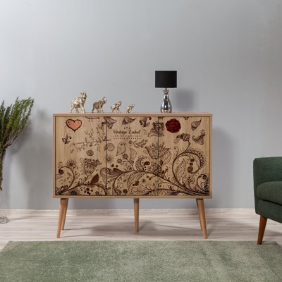 Kelsi Modern Console Table with Multiple Shelves, Sonoma Oak, 47.2 x 35.4 x 14.2 inches | 100% Melamine Coated Particle Board, 0.7 inches Thick | Hornbeam Legs & Metal/Rope Handles, UV Coated, Wall-Mountable Design