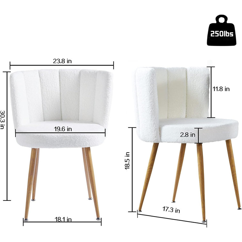 Chaise d'appoint 23,8 po Nivin, Fausse fourrure blanche