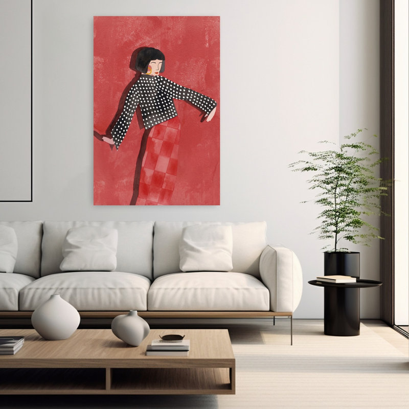 Art mural moderne dansant rouge