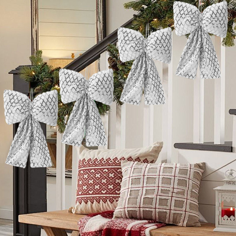 Décorations de Noël, paillettes de Noël, décorations d'arbre de Noël, Silver