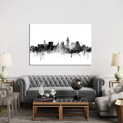 Lincoln, Nebraska In Black & White by Michael Tompsett - 1 Piece Wrapped Canvas Wall Art
