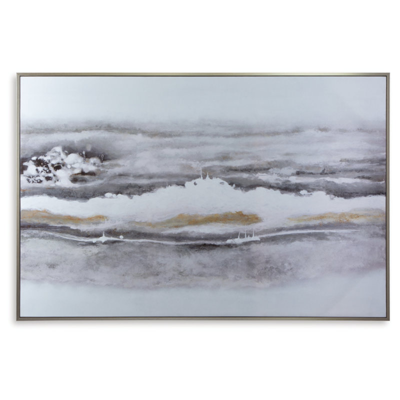 Large Abstract Gray and Gold Canvas Wall Art