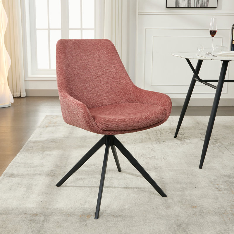 Ensemble de 2 chaises de salle à manger de style Mid-Century pivotantes et rembourrées, Rouge