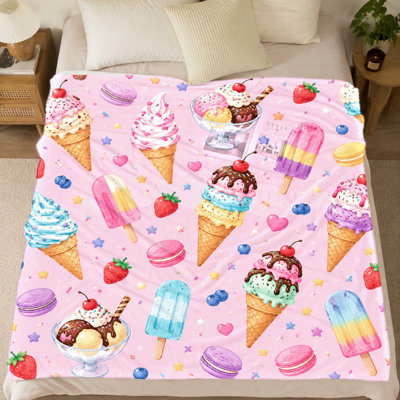 Couverture en flanelle à motif de glace (1 pièce) – Impression recto ; Couleurs vives, douce et confortable. Lavable à la machine. Parfait pour relaxer au salon. Disponible en plusieurs tailles. Parfait pour les voyages et le camping. Un cadeau charmant. Convient également pour la literie et le canapé.