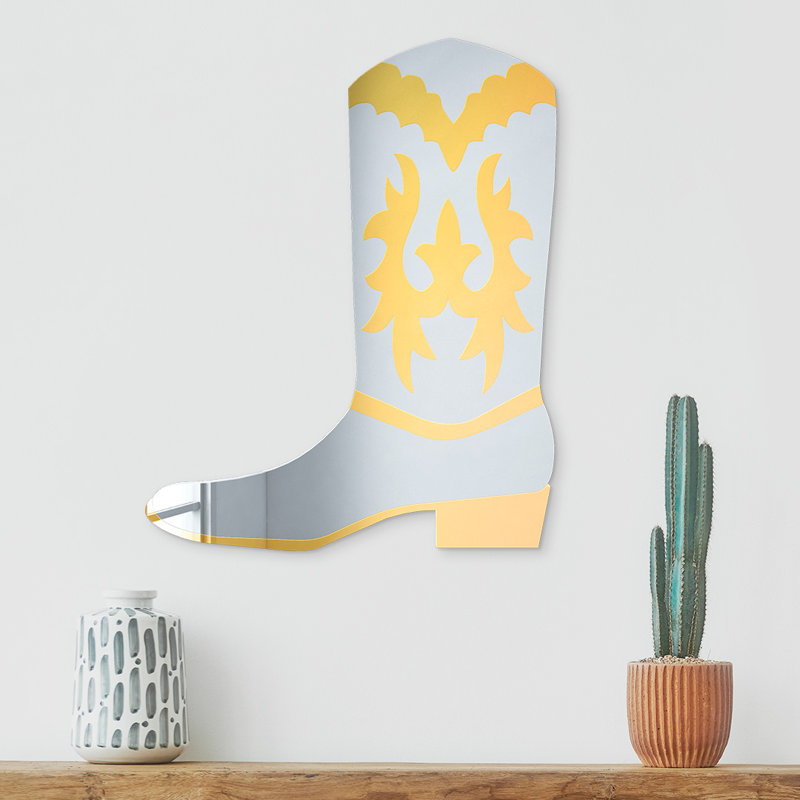Art mural miroir Cowboy, H 24 po x l 19 po x P 1 po, Or