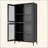 Classic Metal Storage Cabinet Display Cabinet With 4 Glass Doors 4 Shelves Cabinet  Bookcase Side Cabinet For Home Office Living Room Kitchen Hallway