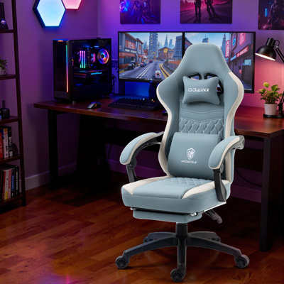 Breathable Fabric Gaming Chair, Comfort Office Chair with Gel Cushion and Storage Bag, Game Chair with Pocket Spring Cushion and Footrest by Inbox Zero