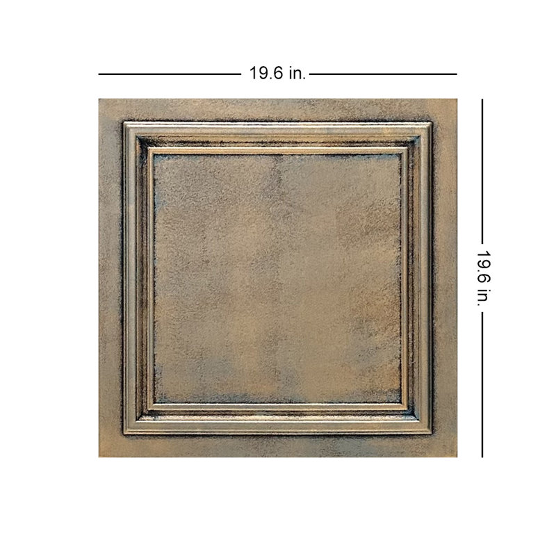 Carreau de plafond en polystyrène à collage 1,6 pi x 1,6 pi Line Art, Cuivre vieilli