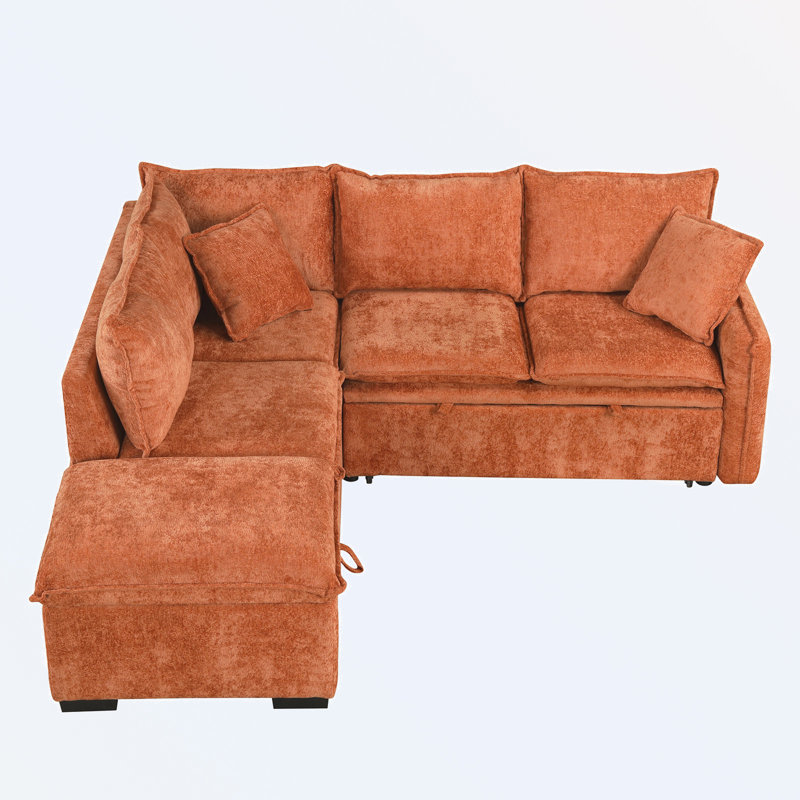 Canapé modulaire 3 pièces Tivarris, Chenille orange
