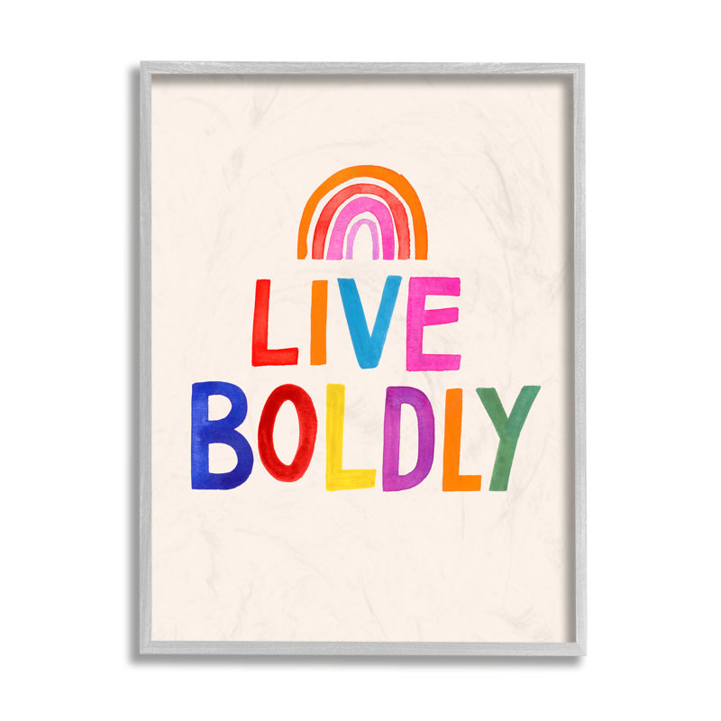 «Live Boldly Expression Rainbow Block Letters» par Victoria Barnes, reproduction d'art textuel, H 20 po x l 16 po x 1,5 po