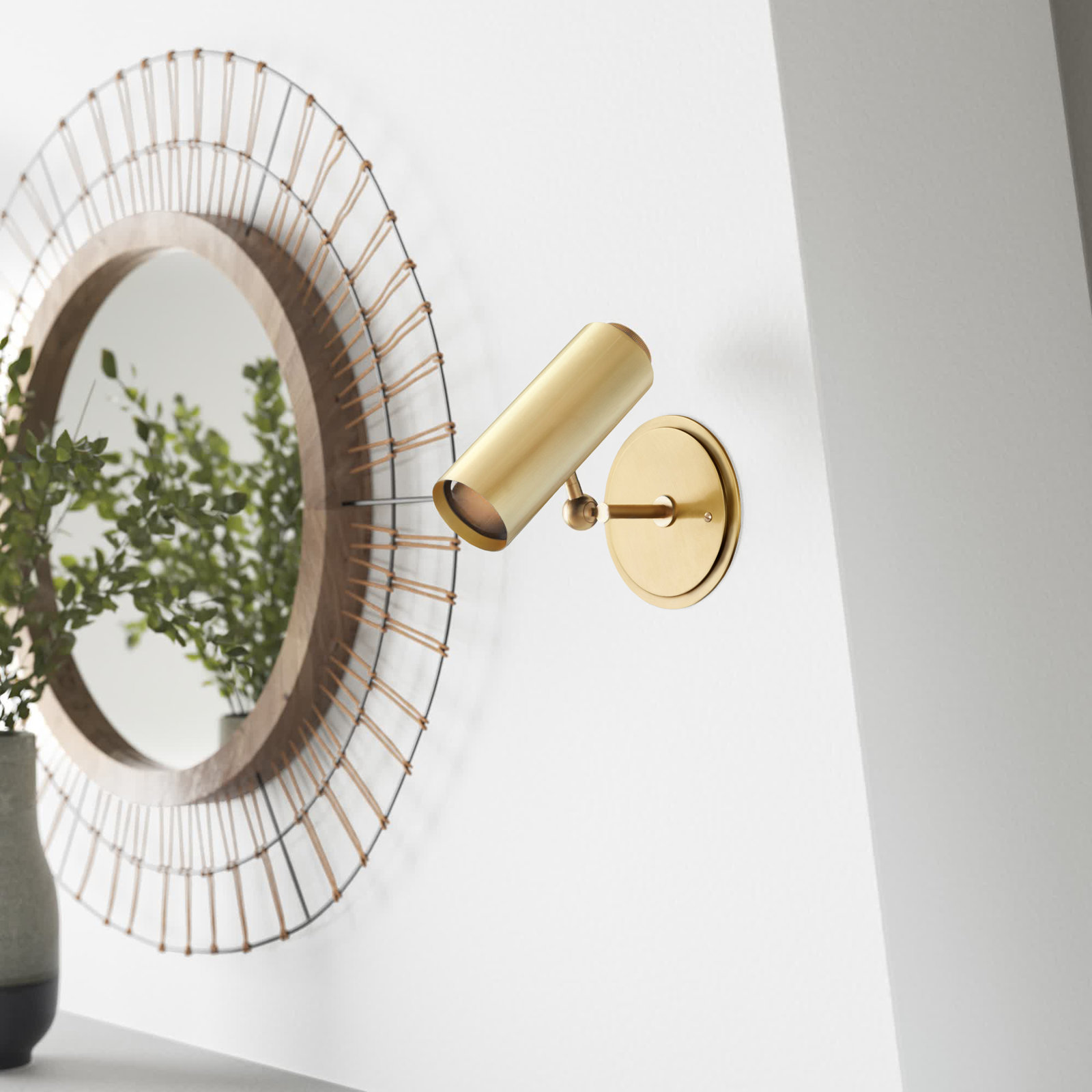 Daria Single Light Dimmable Spotlight, Aged Brass