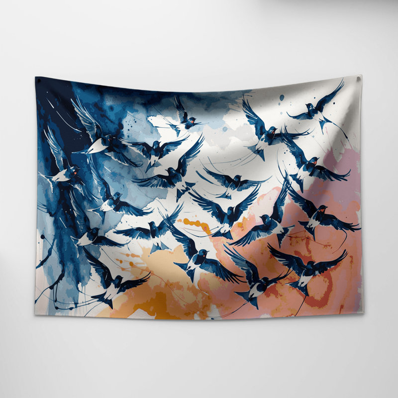 Tapisserie murale «Birds Welcome Swallow», 88 po x 104 po
