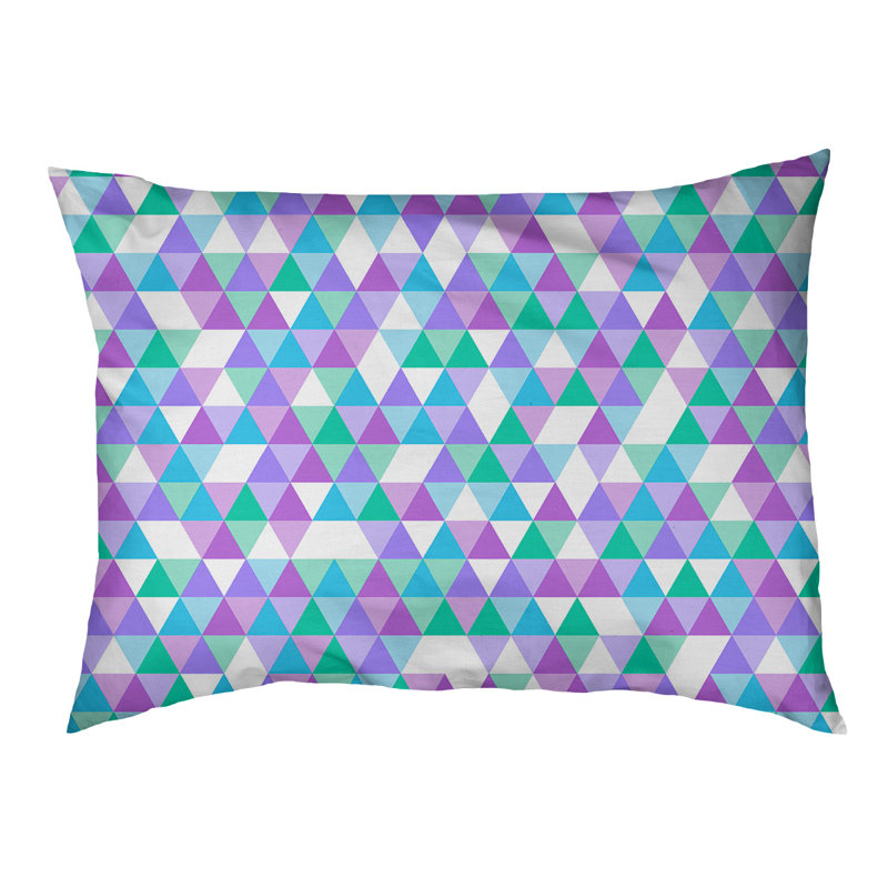 Coussin d’extérieur triangle Campion, Moyen (L 29,5 po x P19,5 po x H 9,5 po), Blanc / Mauve