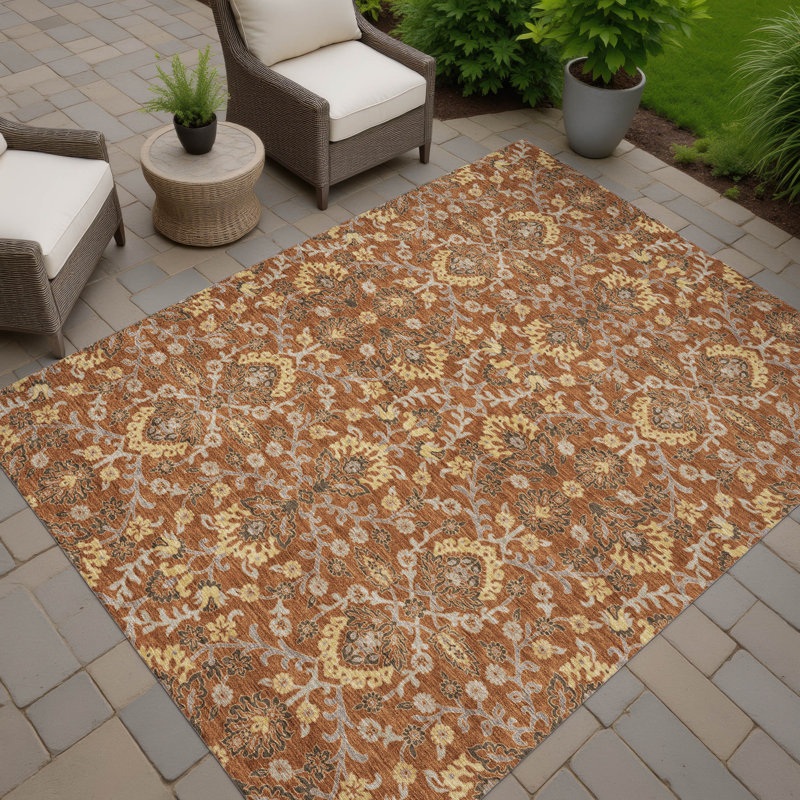 Machine Washable Indoor/Outdoor Chantille ACN2634 Global Rug, 2'6" x 3'10", Copper