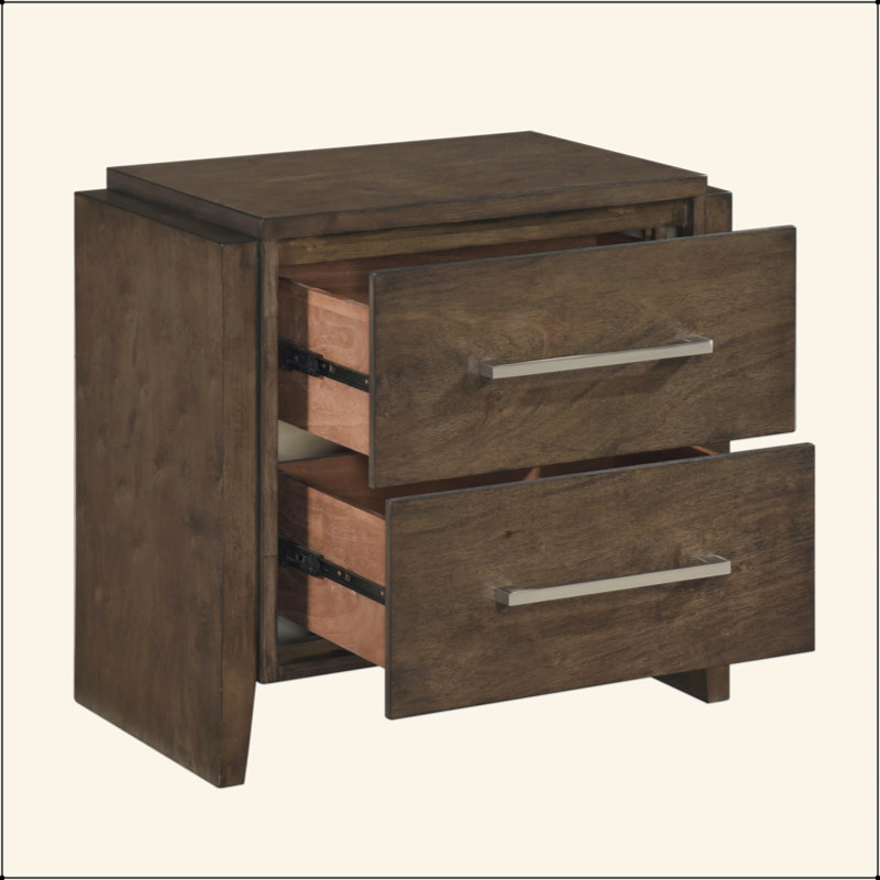 Table de chevet en bois d'hévéa massif 1 pièce