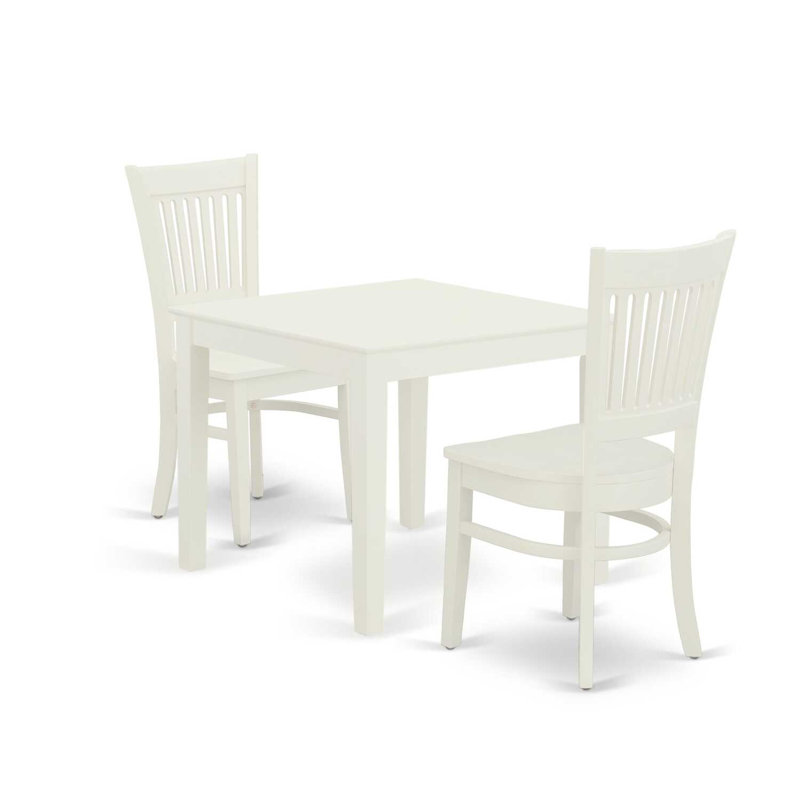 L'ensemble de salle à manger 3 pièces contient une table de salle à manger carrée et 2 chaises de cuisine, 36 po x 36 po, lin blanc