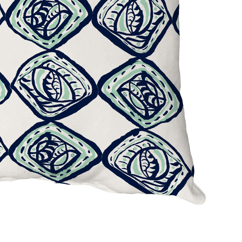 Housse de coussin carrée/insert, Bleu marine / vert, Géométrique 2