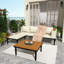 Ensemble de mobilier d'extérieur en L en bois d'acacia avec coussins amovibles, table basse et table d'appoint, canapé de conversation, beige-209229625