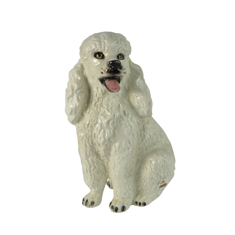 Large Poodle Dog Ceramic Statue 11” Tall