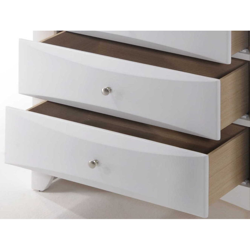 Bandzul 5-Drawer Rectangular Chest with Pull Knob, White