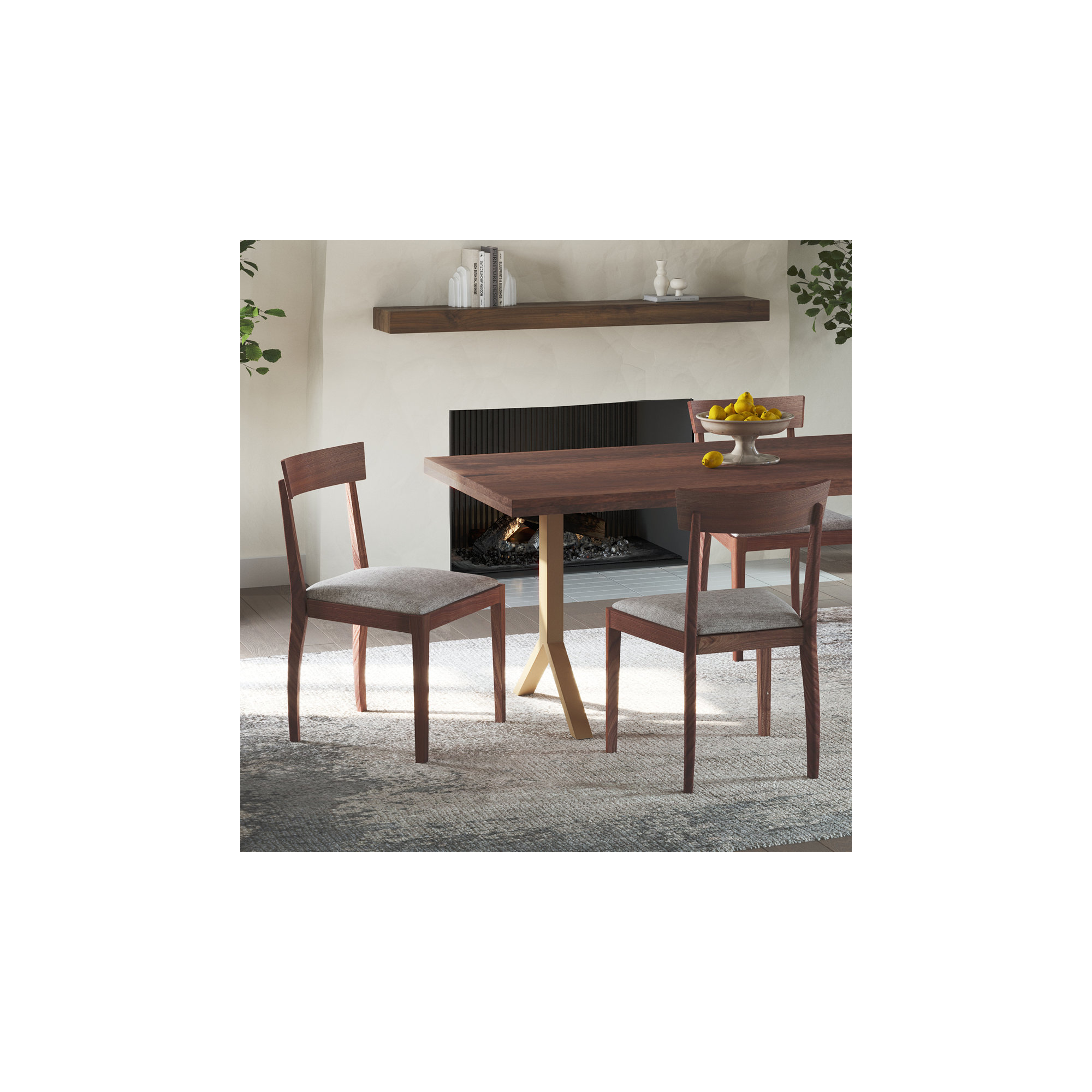 Holmes Ladder Back Side Chair, Brown Peformance Basketweave