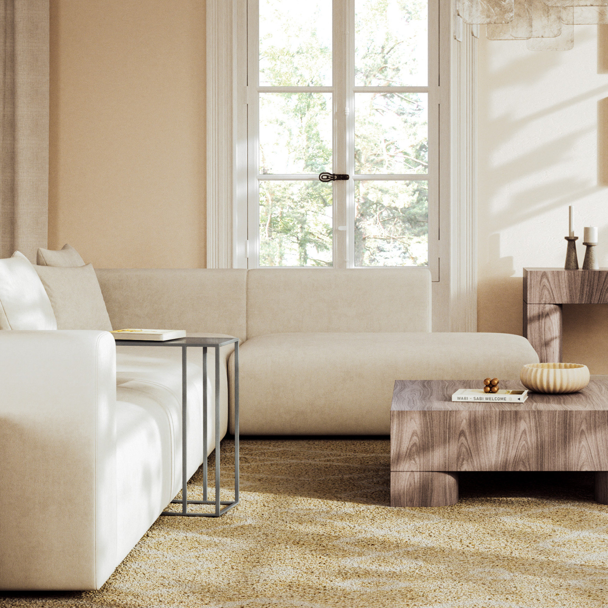 Salma Colorful Enamel End Table, Pearl Blue