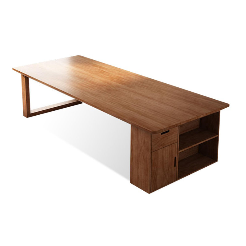 Bureaux rectangulaires en bois massif noyer, H 29,53 po x l 86,61 po x P 35,43 po, Retour à droite